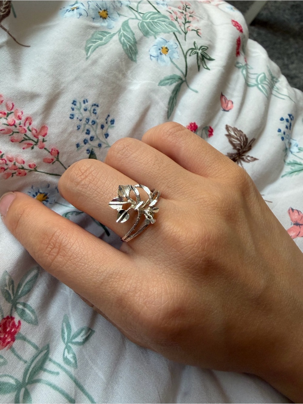 Sterling Silver 3 Leaf Cluster Ring